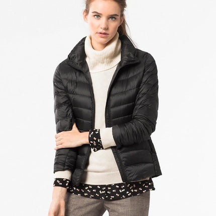 Womens Puffer Jacket, Packable Down Coat with Stand Up Collar – image 17