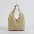 Straw Beach Bag, Beach Tote Bag with Zipper, Handwoven Boho Straw Bag for Women and Summer Picnic