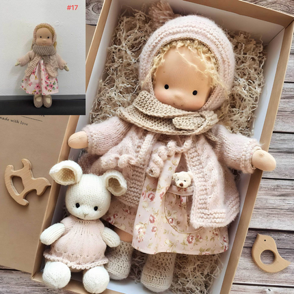 Waldorf Doll, Soft Doll with Clothes, Handmade Collectible Dolls for Kids and Collectors