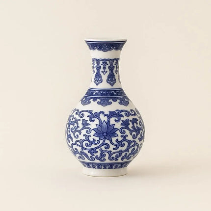Ceramic Vase for Wall, Blue and White Vase