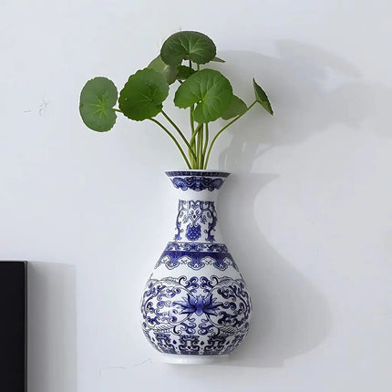 Ceramic Vase for Wall, Blue and White Vase – image 5