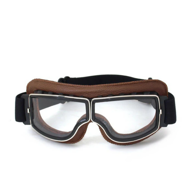 Vintage Motorcycle Goggles, Leather Aviator Goggles with Shatterproof Lenses, Steampunk Goggles, Motorcycle Accessories_01