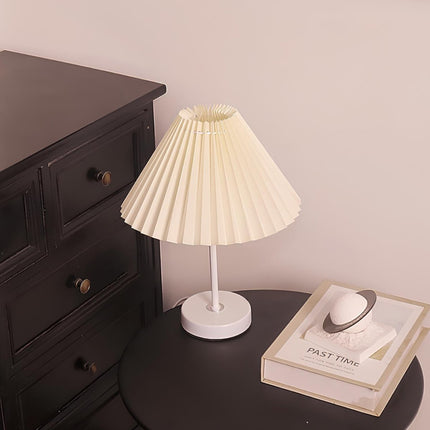 Dimmable Table Lamp with Pleated Fabric Shade | Elegant Lighting for Home Ambiance