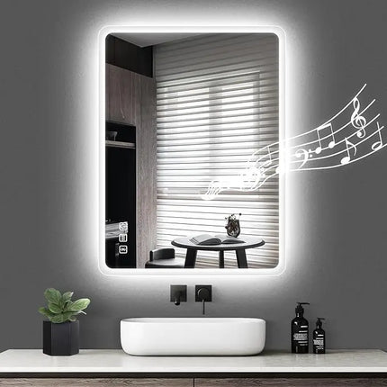 Lighted Vanity Mirror for Bathroom, Smart Mirror with Bluetooth Speaker, LED Bathroom Mirror with Lights and Anti – image 13