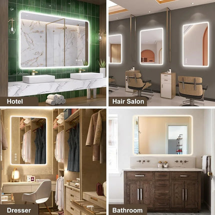 Smart Mirror with Bluetooth Speaker, LED Bathroom Mirror with Lights and Anti Fog – image 7