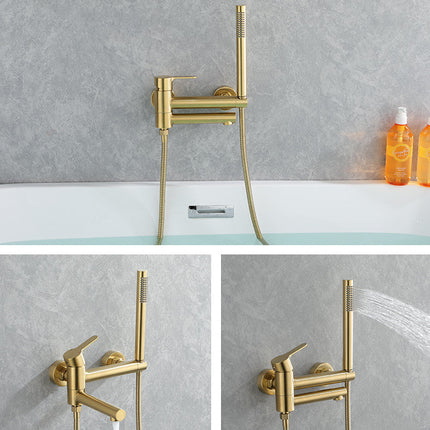 Bathtub Faucet Wall Mounted, Brass Wall Mount Tub Faucet with Foldable Tap