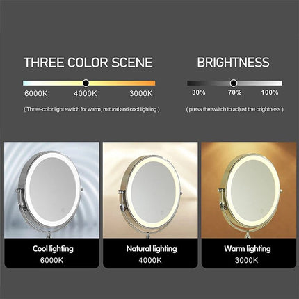 Lighted Vanity Mirror, 3X to 10X Magnifying LED Makeup Mirror for Bathroom