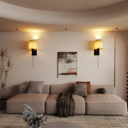 Cordless Wall Lamp with Fabric Shade & Remote Control | Dimmable Lighting for Elegant Ambiance