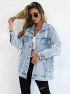 Womens Jean Jacket Oversized, Lined Denim Jacket for Fall and Winter, Water Repellent Jean Coat with Pockets