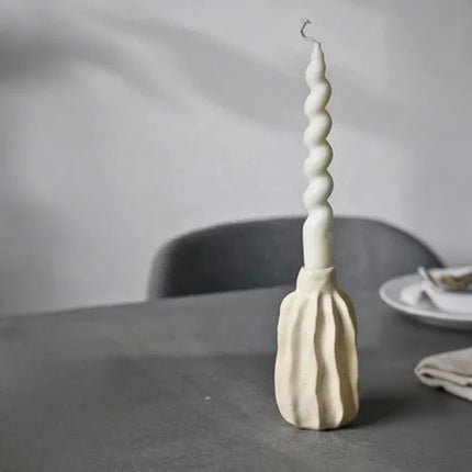 Hand-Crafted Ceramic Candle Holder with Modern Organic Design | Sculptural Accent for Taper Candles and Decor