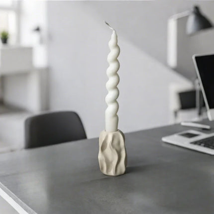 Hand-Crafted Ceramic Candle Holder with Modern Organic Design | Sculptural Accent for Taper Candles and Decor