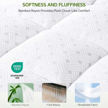 Comfort Cloud | 3-Inch Pillow Top Bamboo Mattress Topper | Breathable Design for Ultimate Sleep Comfort