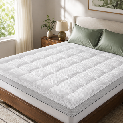 Comfort Cloud | 3-Inch Pillow Top Bamboo Mattress Topper | Breathable Design for Ultimate Sleep Comfort
