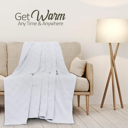 Cozy Haven | 100% Cotton Blanket in Grey with 350 GSM Softness | Lightweight & Breathable for Year-Round Comfort