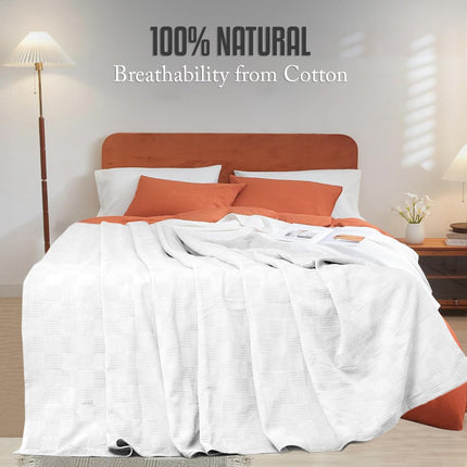 Cozy Haven | 100% Cotton Blanket in Grey with 350 GSM Softness | Lightweight & Breathable for Year-Round Comfort