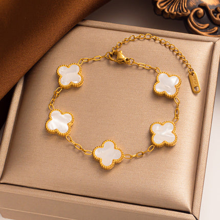 Charm Bracelet, 14K Gold Plated Clover Bracelet – image 18