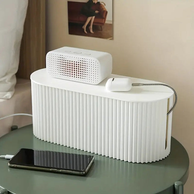 Cable Management Box, Desk Cable Organizer for Power Strip and Chargers, Plastic Storage Box, Desk Organizer for Office
