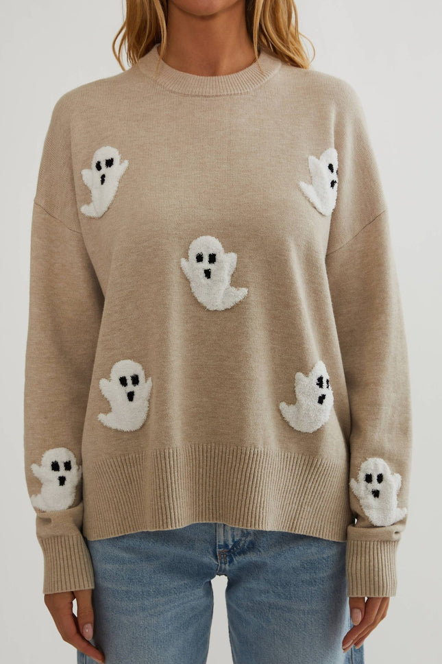 Womens Sweater with Ghost Applique