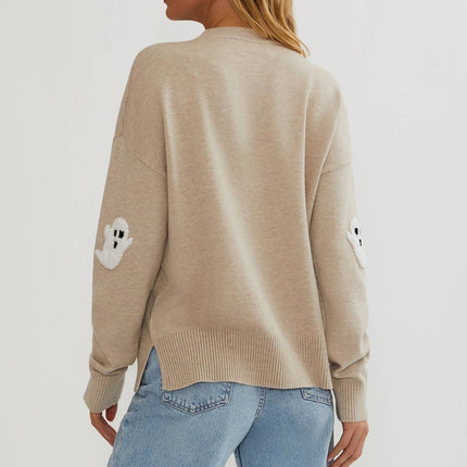 Womens Sweater with Ghost Applique, Halloween Knit Sweater – image 5