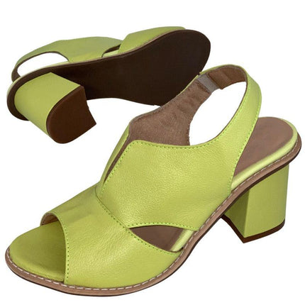 Womens Sandals, Leather Sandals with Heel and Comfort Footbed – image 10