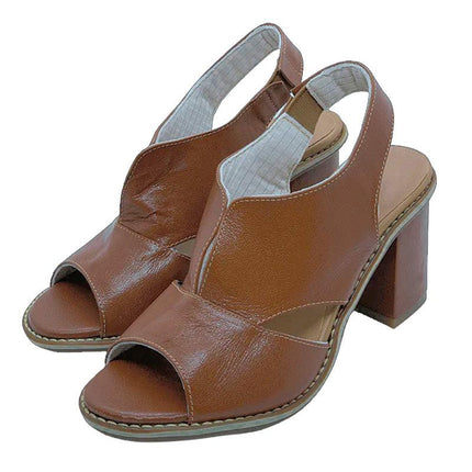Leather Sandals with Heel and Comfort Footbed, Comfortable Sandals with Adjustable Buckle – image 12