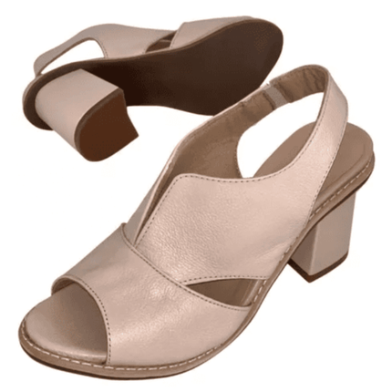 Womens Sandals, Leather Sandals with Heel and Comfort Footbed – image 4