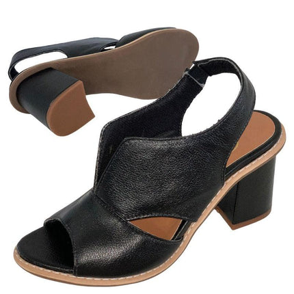 Leather Sandals with Heel and Comfort Footbed, Comfortable Sandals with Adjustable Buckle – image 6