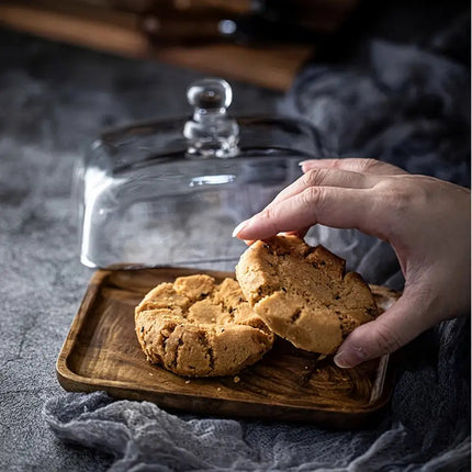 Butter Dish with Lid, Glass Butter Dish with Wooden Base – image 5