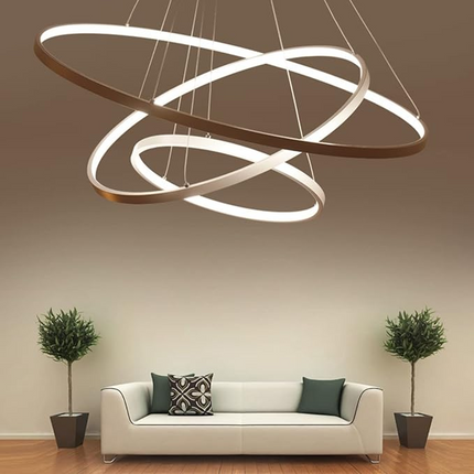 Halo Chandelier with Customizable Concentric Rings | LED Lighting Fixture for Elegant Home Decor